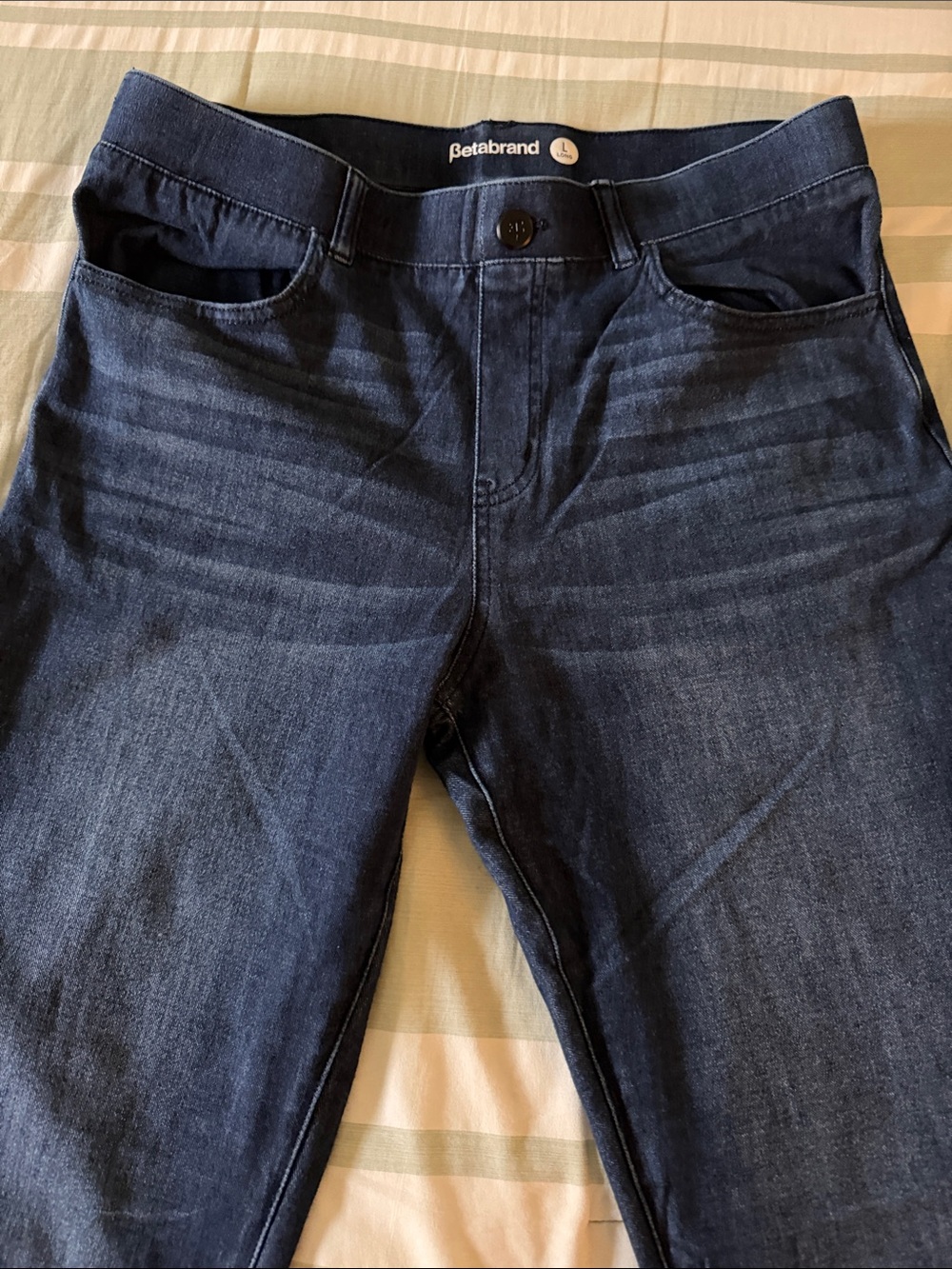 Betabrand Women’s Navy Slim Straight Jeans